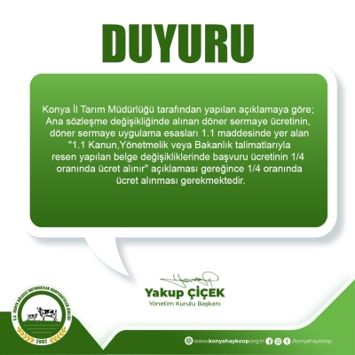Konya İl Tarım M&uuml;d&uuml;rl&uuml;ğ&uuml;nden Yapılan A&ccedil;ıklamaya G&ouml;re